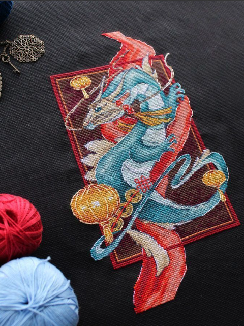Cross Stitch Kit Eastern Philosophy Design, 27 x 15 cm, Multicolor Cotton Threads, MP Studia, Beginner Friendly