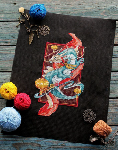 Cross Stitch Kit Eastern Philosophy Design, 27 x 15 cm, Multicolor Cotton Threads, MP Studia, Beginner Friendly