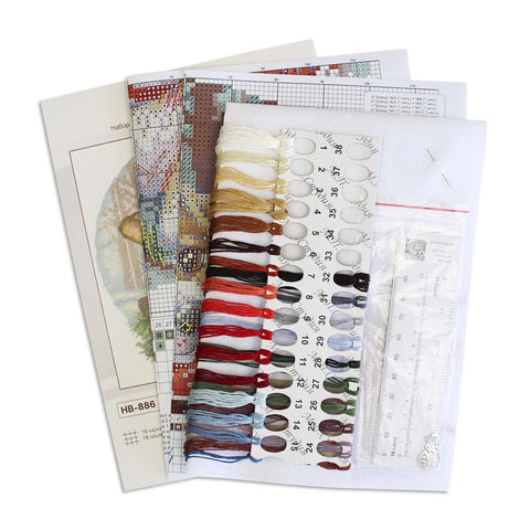 Cross Stitch Kit Forest Walk Landscape, MP Studia, 19×18 cm, Nature-Themed Embroidery for Beginners and Advanced Crafters