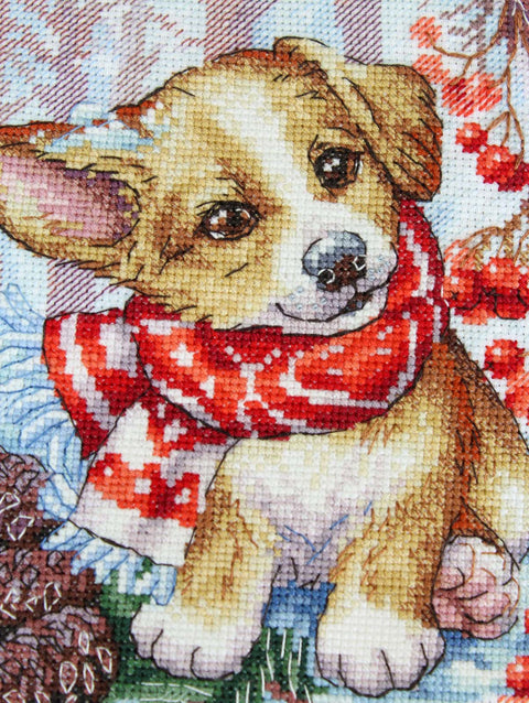 Cross Stitch Kit Forest Walk Landscape, MP Studia, 19×18 cm, Nature-Themed Embroidery for Beginners and Advanced Crafters