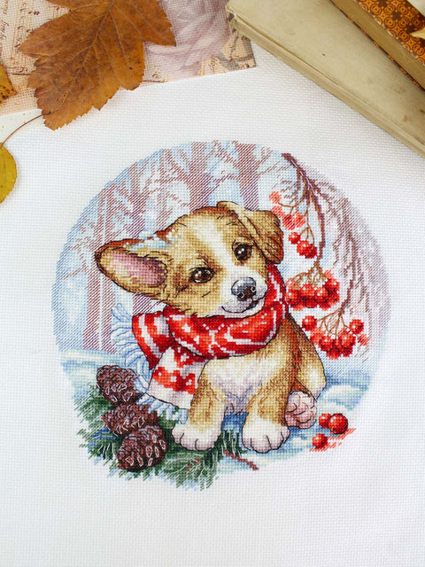 Cross Stitch Kit Forest Walk Landscape, MP Studia, 19×18 cm, Nature-Themed Embroidery for Beginners and Advanced Crafters