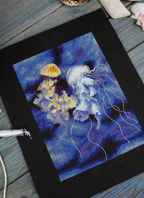 Cross Stitch Embroidery Kit Underwater Magic Design, MP Studia, 25 × 18 cm, DIY Home Decor Needlework Project