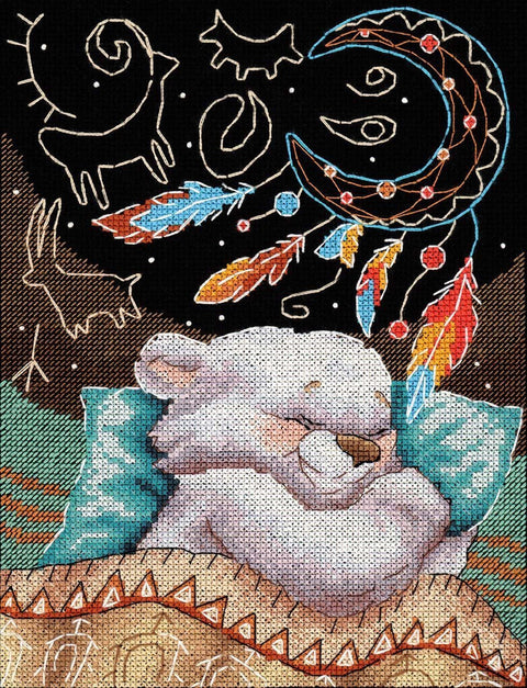 Cross Stitch Embroidery Kit Sweet Dreams, MP Studia, 20 x 15 cm, Aida Fabric, Cotton Threads, Multicolor Design