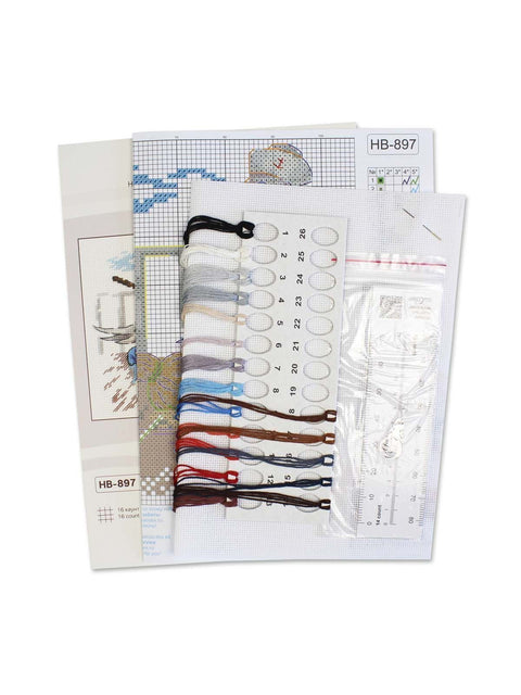 Cross Stitch Kit “Tidying Up” 12x17 cm, 16 Count Cotton Canvas, 18 Gamma Threads, MP Studia