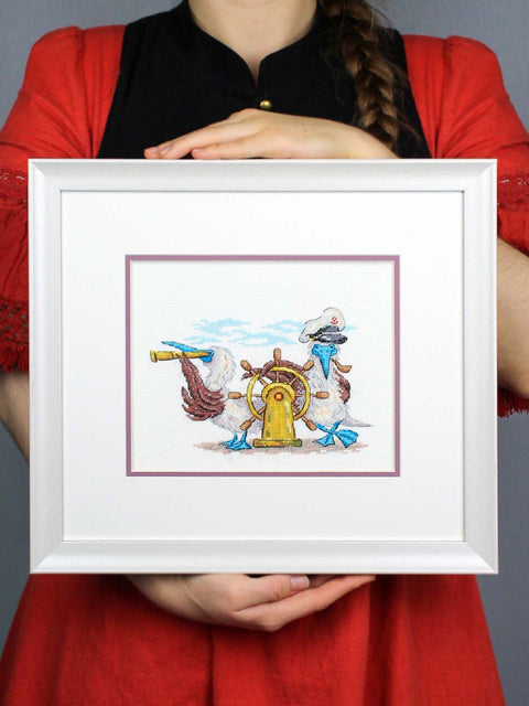 Cross Stitch Kit “Straight Ahead” 12x17 cm, MP Studia, 16 Count White Cotton Canvas, 22 Gamma Thread Shades