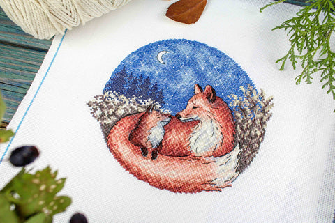 Cross Stitch Embroidery Kit, Bedtime Stories Design, Clear Pattern, Canvas, Threads, Needle and Instructions by MP Studia