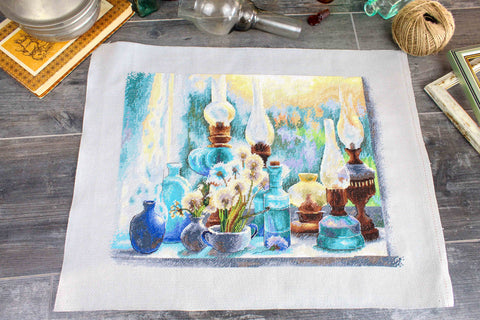 Cross Stitch Kit Summer Evening Landscape, MP Studia, Aida Canvas, Cotton Embroidery Floss, Beginner to Advanced DIY Wall Art
