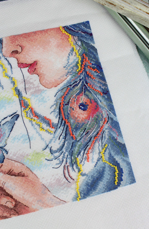 Cross Stitch Embroidery Kit “My Soul” 20 x 20 cm, MP Studia, Multicolor Home Decor DIY Craft Set