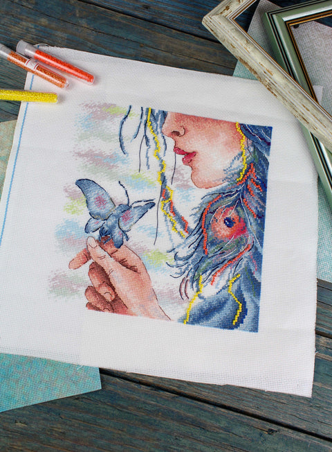 Cross Stitch Embroidery Kit “My Soul” 20 x 20 cm, MP Studia, Multicolor Home Decor DIY Craft Set