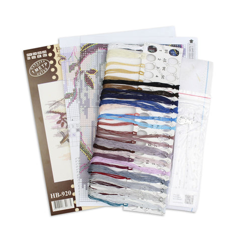 Cross Stitch Kit with Sparrow Motif, 19×19 cm Finished Size, MP Studia Embroidery Set for Beginners and Advanced Crafters