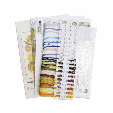 Cross Stitch Embroidery Kit, Autumn Forest Design, 18 x 19 cm, Cotton Threads, Canvas, Needle and Pattern by MP Studia