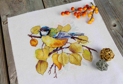Cross Stitch Embroidery Kit, Autumn Forest Design, 18 x 19 cm, Cotton Threads, Canvas, Needle and Pattern by MP Studia