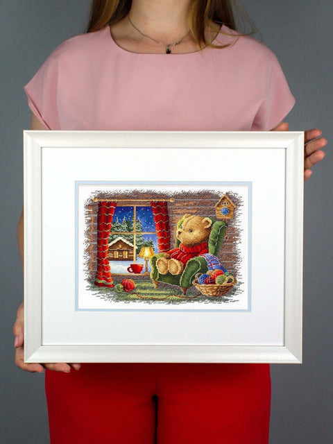 Cross Stitch Kit Quiet Evening Design, 20 x 25 cm, for Beginners and Advanced, MP Studia Wall Decor