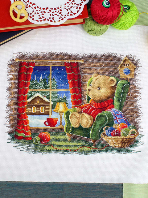 Cross Stitch Kit Quiet Evening Design, 20 x 25 cm, for Beginners and Advanced, MP Studia Wall Decor