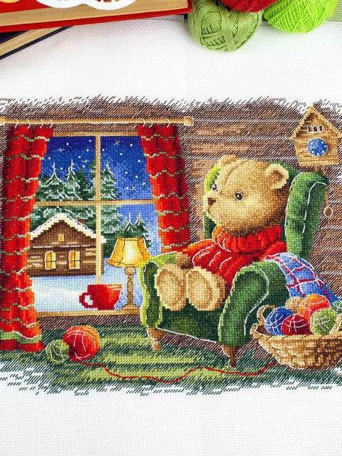 Cross Stitch Kit Quiet Evening Design, 20 x 25 cm, for Beginners and Advanced, MP Studia Wall Decor