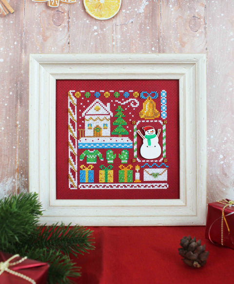 New Year Cross Stitch Kit, Mini Sampler with Fabric, Threads, Needle and Instructions, MP Studia, Beginner-Friendly Holiday Project