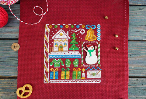 New Year Cross Stitch Kit, Mini Sampler with Fabric, Threads, Needle and Instructions, MP Studia, Beginner-Friendly Holiday Project