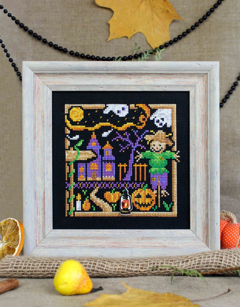 Halloween Mini Cross Stitch Kit for Beginners, MP Studia Sampler with Aida Fabric, Cotton Threads and Needle