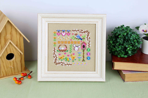 Easter Cross Stitch Embroidery Kit, Mini Sampler with Spring Motifs for Beginners and Advanced Stitchers, MP Studia