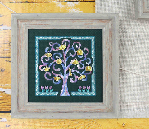Cross Stitch Kit Mini Tree of Wishes Sampler for Beginners, MP Studia, Multicolor Embroidery Project with Fabric, Threads, Needle and Chart