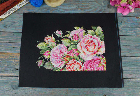 Cross Stitch Kit with Elegant Rose Design, MP Studia, 18×27 cm, Cotton Threads, Aida Fabric, Floral Embroidery Project
