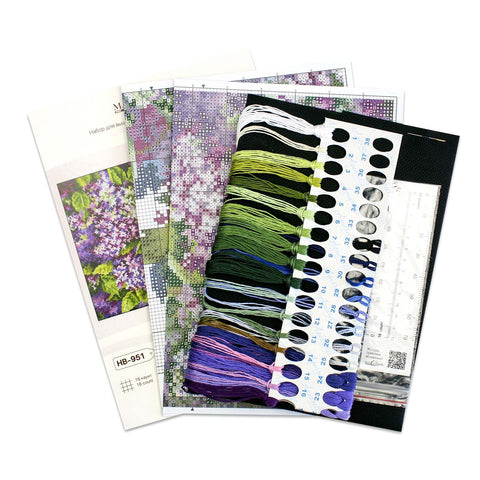 Cross Stitch Kit with Fragrant Lilac Floral Motif, MP Studia, 18 x 27 cm Home Decor
