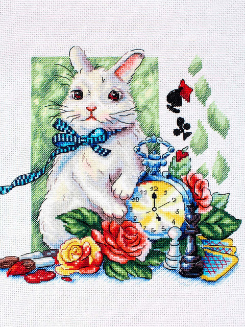 Cross Stitch Kit with 16 Count Cotton Canvas, Wonder Time Design, 20x20 cm, 35 Colors, MP Studia
