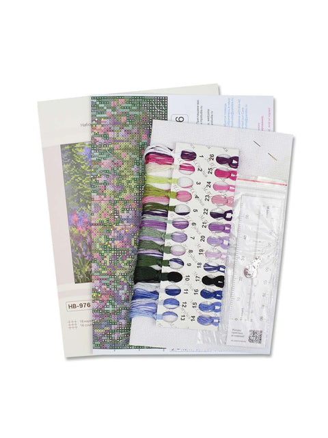 Cross Stitch Kit for Misty Morning Landscape, 16 x 16 cm, 26-Color Gamma Threads, MP Studia
