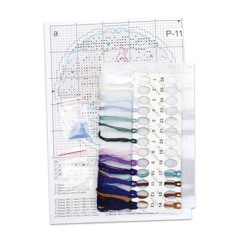 Cross Stitch Embroidery Kit “Calm Evening” 9 x 9 cm, Cozy Motif by MP Studia for Small Wall or Table Decor