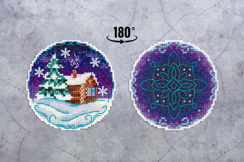 Cross Stitch Embroidery Kit “Calm Evening” 9 x 9 cm, Cozy Motif by MP Studia for Small Wall or Table Decor