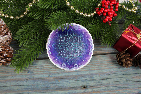 Cross Stitch Embroidery Kit “Calm Evening” 9 x 9 cm, Cozy Motif by MP Studia for Small Wall or Table Decor