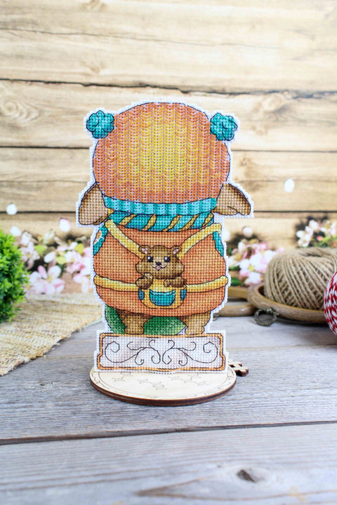Hamster Trainer Cross Stitch Kit, MP Studia Animal Design with Canvas, Threads and Needle, Beginner-Friendly Pattern for Wall Decor