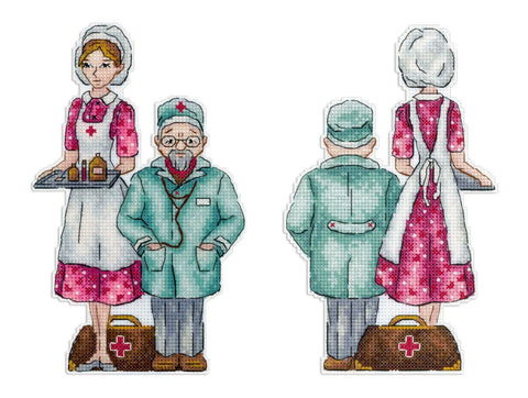 Cross Stitch Embroidery Kit for Medical-Themed Picture, MP Studia, 14 Count White Plastic Canvas, 19 x 12 cm, 20 Thread Colors