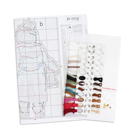 Cross Stitch Embroidery Kit with Teddy Bear and Barrel Organ Motif, MP Studia, 16 × 9 cm, Beginner-Friendly DIY Craft Set