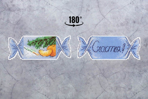 Cross Stitch Kit New Year's Candy No. 2, Holiday Winter Design, MP Studia, Beginner-Friendly Home Decor