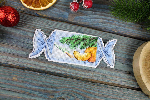 Cross Stitch Kit New Year's Candy No. 2, Holiday Winter Design, MP Studia, Beginner-Friendly Home Decor