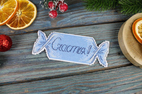 Cross Stitch Kit New Year's Candy No. 2, Holiday Winter Design, MP Studia, Beginner-Friendly Home Decor