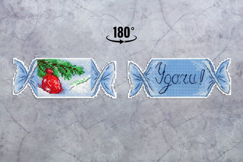 Christmas Candy Cross Stitch Kit, Counted Stitch Winter Holiday Design, Aida Fabric, Cotton Threads, MP Studia