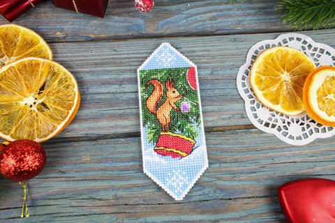 New Year Candy Cross Stitch Kit, MP Studia, White Aida Fabric, Cotton Threads, Needle and Pattern, Holiday Home Decor Project
