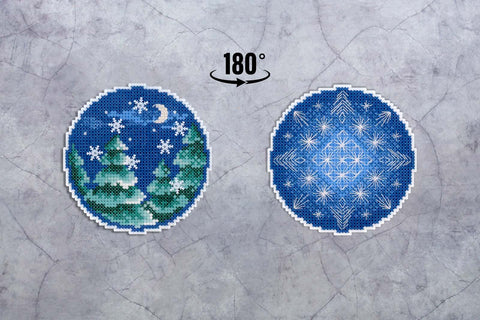 Christmas Cross Stitch Kit with Patterns, 9x9 cm Ornament Decoration, MP Studia DIY Craft Project for Beginners and Advanced Crafters