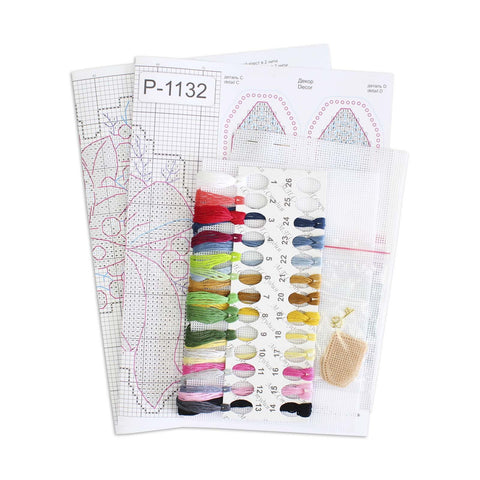 Cross Stitch Embroidery Kit with Festive Tit Motif, MP Studia, 14 × 13 cm, Winter Home Decor Craft, Beginner-Friendly DIY Project