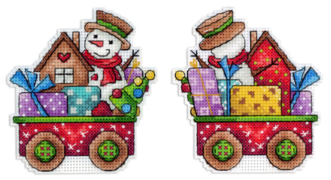 Mini Cross Stitch Kit – Happiness on Wheels Design, Beginner Friendly, 10 × 9 cm, MP Studia