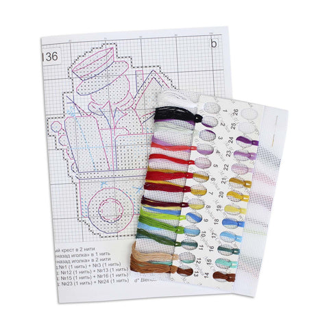 Mini Cross Stitch Kit – Happiness on Wheels Design, Beginner Friendly, 10 × 9 cm, MP Studia