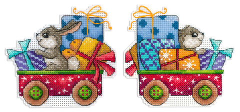 Cross Stitch Embroidery Kit “Hurrying to the Celebration,” 10×10 cm, MP Studia, Beginner-Friendly Craft Project or Home Decor