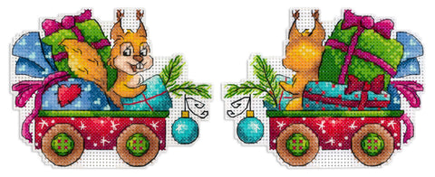 Cross Stitch Kit with Squirrel Design, Beginner-Friendly, 9×12 cm, MP Studia, Canvas, Threads, Needle and Pattern