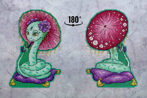 Snake Cross Stitch Kit with Elegant Motif, MP Studia Embroidery Kit with Canvas, Threads, Needle, Pattern and Instructions