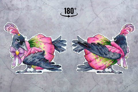 Crow Cross Stitch Kit with Clear Pattern, Aida Fabric, Cotton Threads, Needle and Instructions by MP Studia