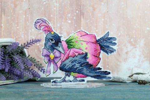 Crow Cross Stitch Kit with Clear Pattern, Aida Fabric, Cotton Threads, Needle and Instructions by MP Studia