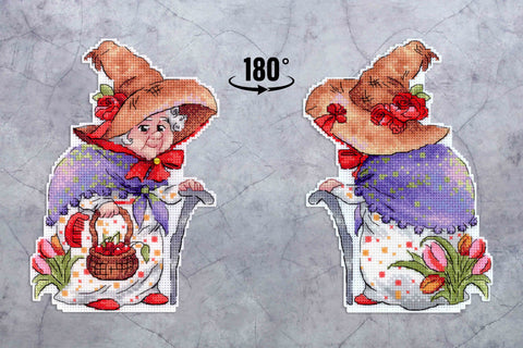 Cross Stitch Embroidery Kit with Rose Flower Design, MP Studia, Aida Fabric, Cotton Threads, Needle, Color Chart and Instructions