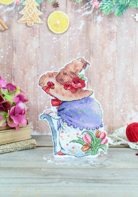 Cross Stitch Embroidery Kit with Rose Flower Design, MP Studia, Aida Fabric, Cotton Threads, Needle, Color Chart and Instructions
